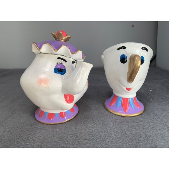 Disney Mrs. Potts & Chip Ceramic Figurine Set 1990s - Picture 12 of 13